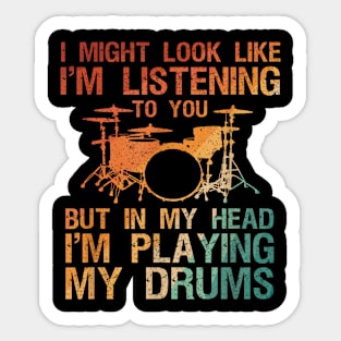 Funny Drummer Art For Men Women Drum Player Percussion Lover Sticker